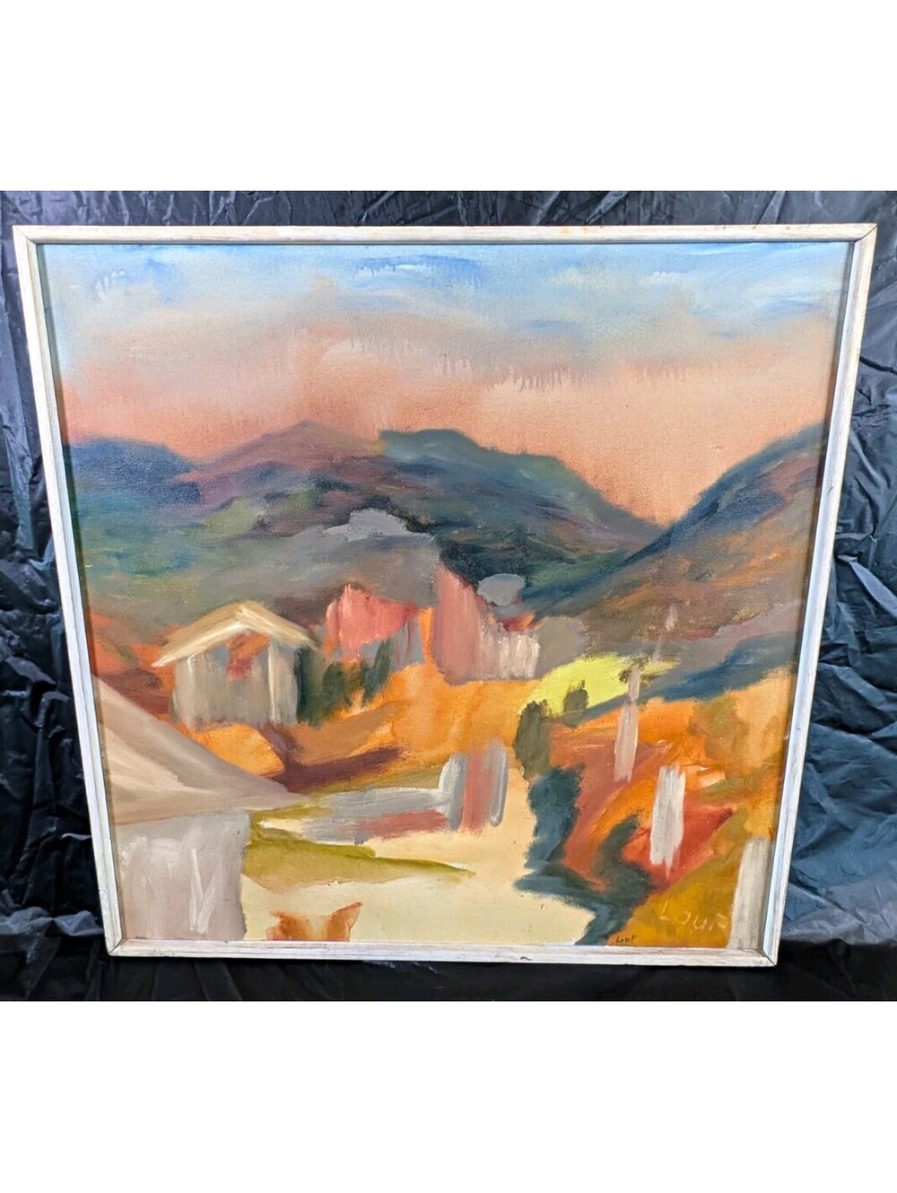 Mid Century Modern oil on canvas  Los Angeles Signed L. Whitney ( LOUP) 1960s